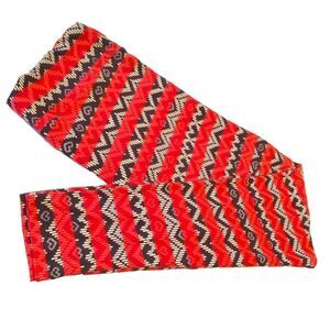 1270 LuLaRoe Size T & C Leggings Red Black Cream Zigzag Stripe Print New